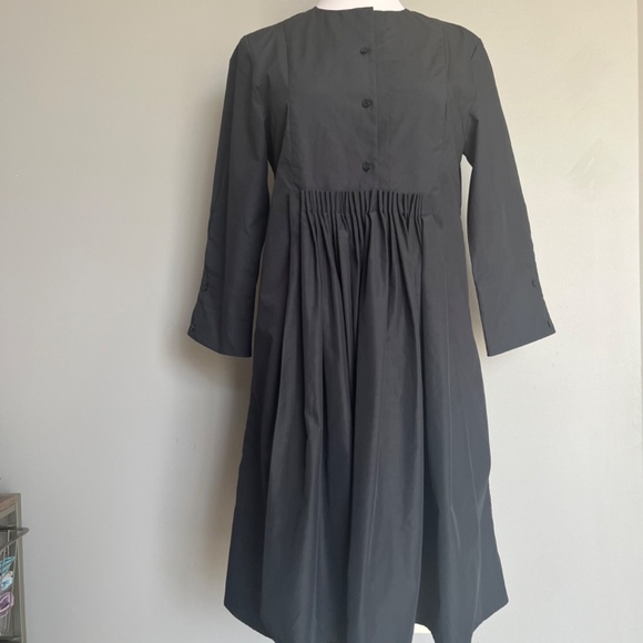 Cos Navy 3/4 sleeve Voluminous Gathered Cotton Casual A-line Dress w/ Pockets - Picture 4 of 12